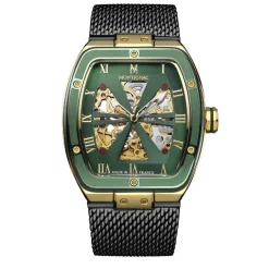 MONTIGNAC Montre Tonneau Automatique Vert* Montres Made In France|Montres Squelettes
