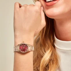 Best OLIVIA BURTON Montre Mini Hexa Bordeaux cadran rose fond bordeaux bracelet acier rose