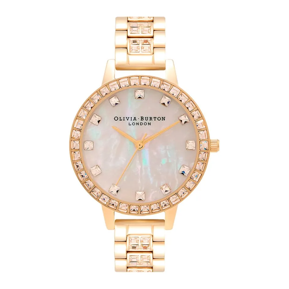 Clearance OLIVIA BURTON Montre Treasure Nacre Blanche cadran doré fond nacre bracelet acier doré