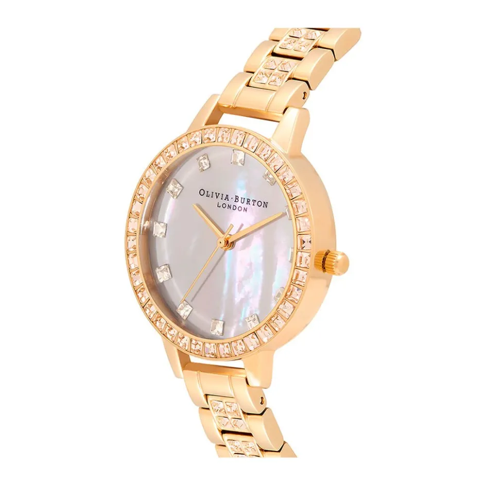 Clearance OLIVIA BURTON Montre Treasure Nacre Blanche cadran doré fond nacre bracelet acier doré