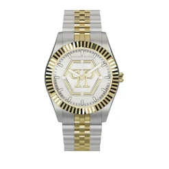 Sale PHILIPP PLEIN Montre Date Superlative Argenté cadran bicolore fond argenté bracelet acier bicolore