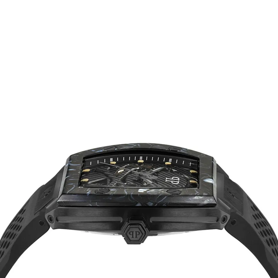 Online PHILIPP PLEIN Montre High-conic Noir cadran noir fond noir bracelet silicone noir