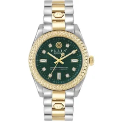 Discount PHILIPP PLEIN Montre Queen Vert cadran bicolore fond vert bracelet acier bicolore