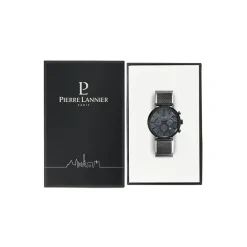 Best PIERRE LANNIER Montre Baron Noir cadran noir fond noir bracelet acier noir