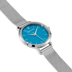 Sale PIERRE LANNIER Montre Chouquette Bleu cadran argenté fond bleu bracelet acier argenté