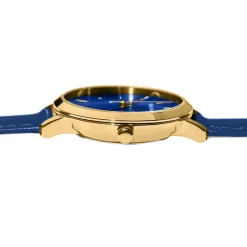 Best PIERRE LANNIER Montre Chouquette Bleu cadran doré fond bleu bracelet cuir bleu