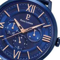 Sale PIERRE LANNIER Montre Collection Beaucour Bleu cadran bleu fond bleu bracelet acier bleu
