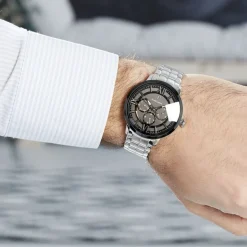 Best PIERRE LANNIER Montre Collection Beaucour Noir cadran argenté fond noir bracelet acier argenté