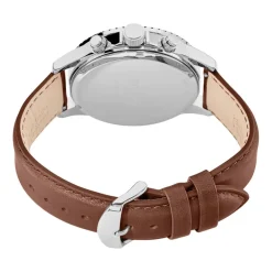 Best PIERRE LANNIER Montre Cronos Vert cadran argenté fond vert bracelet cuir marron