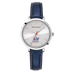 Best PIERRE LANNIER Montre Elysee Argenté cadran argenté fond argenté bracelet cuir de veau bleu