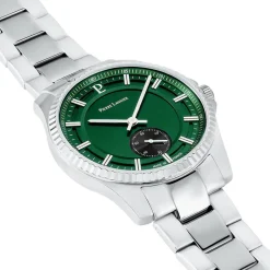 Sale PIERRE LANNIER Montre Metropolitain Vert cadran argenté fond vert bracelet acier argenté