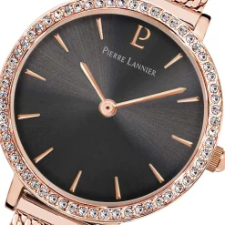Sale PIERRE LANNIER Montre Nova Gris cadran doré rose fond gris bracelet acier doré rose