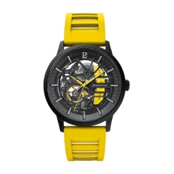 Best PIERRE LANNIER Montre Paddock Bicolore cadran noir fond bicolore bracelet caoutchouc jaune