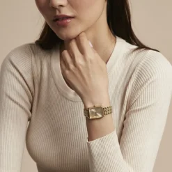 Best ROSEFIELD Montre Octagon Champagne cadran doré fond champagne bracelet acier doré