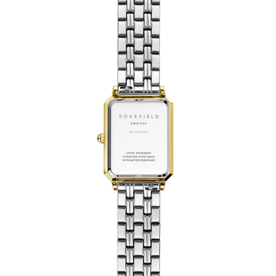 Best ROSEFIELD Montre Octagon Blanc cadran doré fond blanc bracelet acier doré