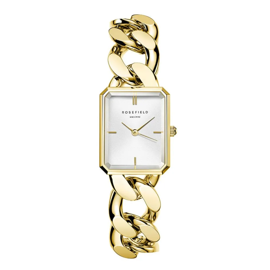 Clearance ROSEFIELD Montre Studio 18 Blanc cadran doré fond blanc bracelet acier doré