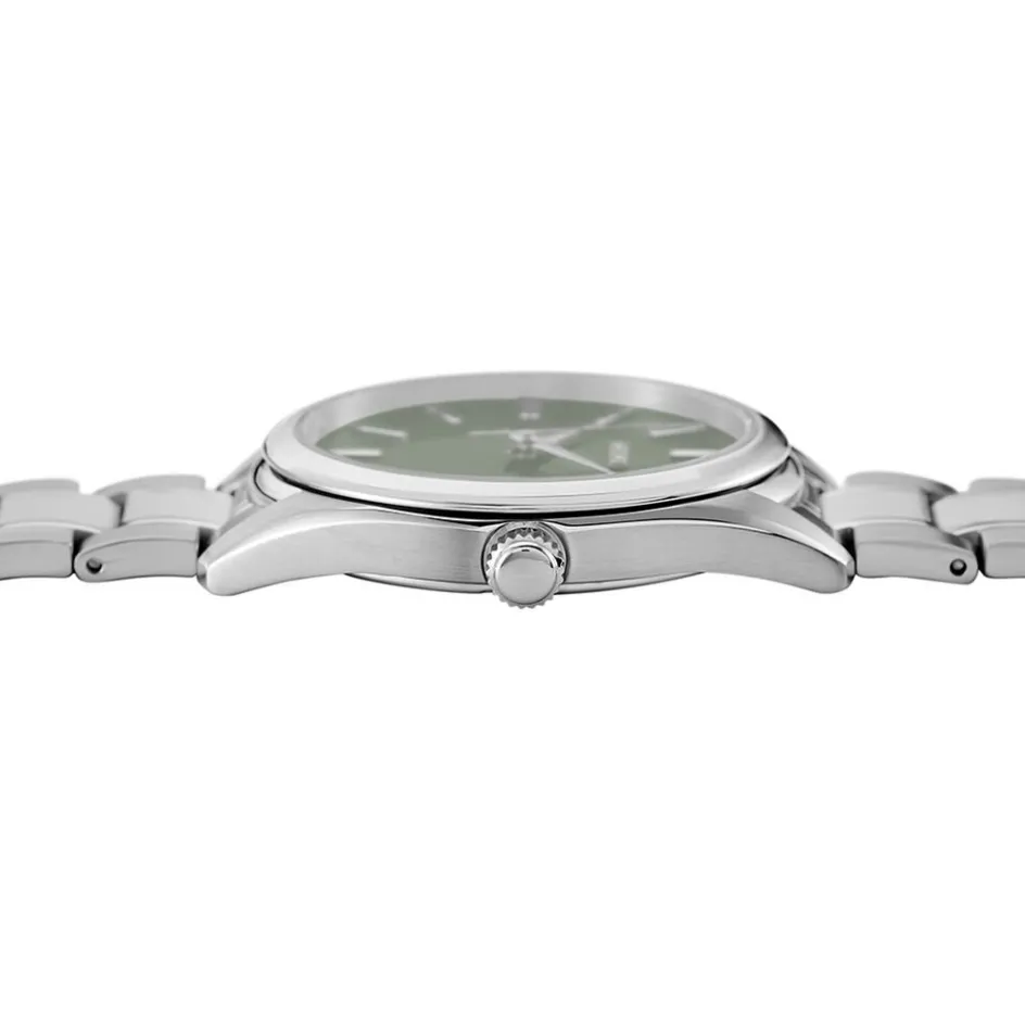 Clearance SEIKO Montre Classique Kaki cadran argenté fond kaki bracelet acier argenté
