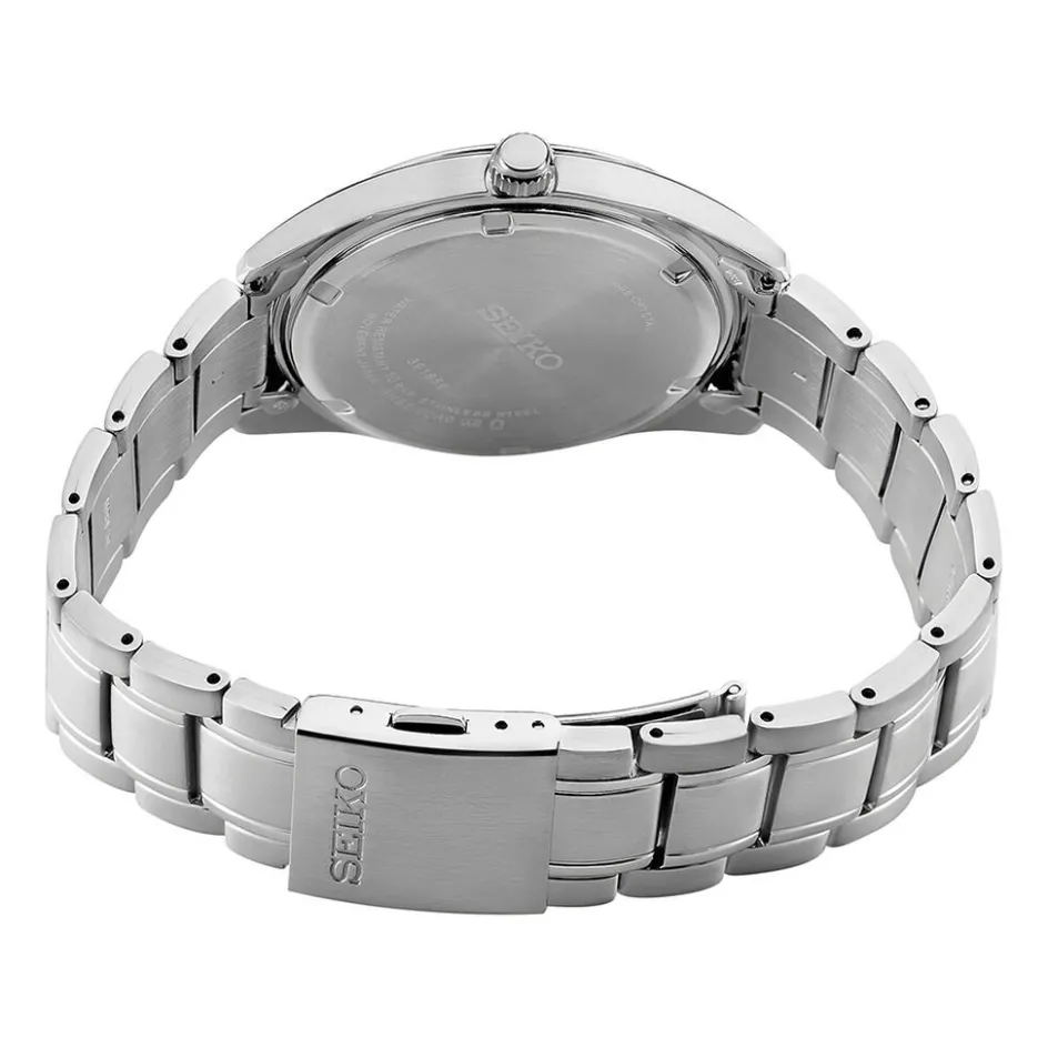 Clearance SEIKO Montre Classique Kaki cadran argenté fond kaki bracelet acier argenté
