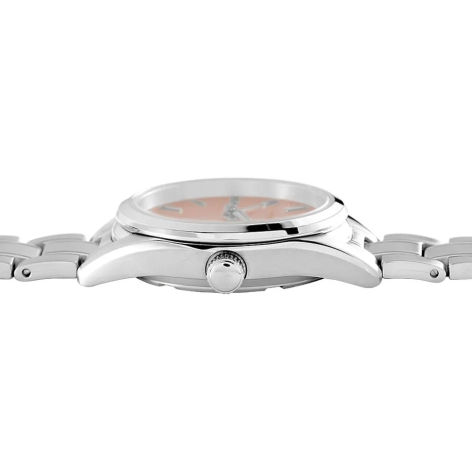 Discount SEIKO Montre Classique Rose cadran argenté fond rose bracelet acier argenté