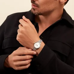 Best SEIKO Montre Presage Bleu London cadran argenté fond bleu london bracelet acier argenté