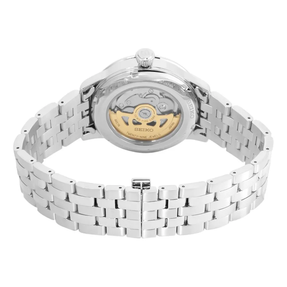 Hot SEIKO Montre Presage Cocktail Bleu Foncé cadran argenté fond bleu bracelet acier gris