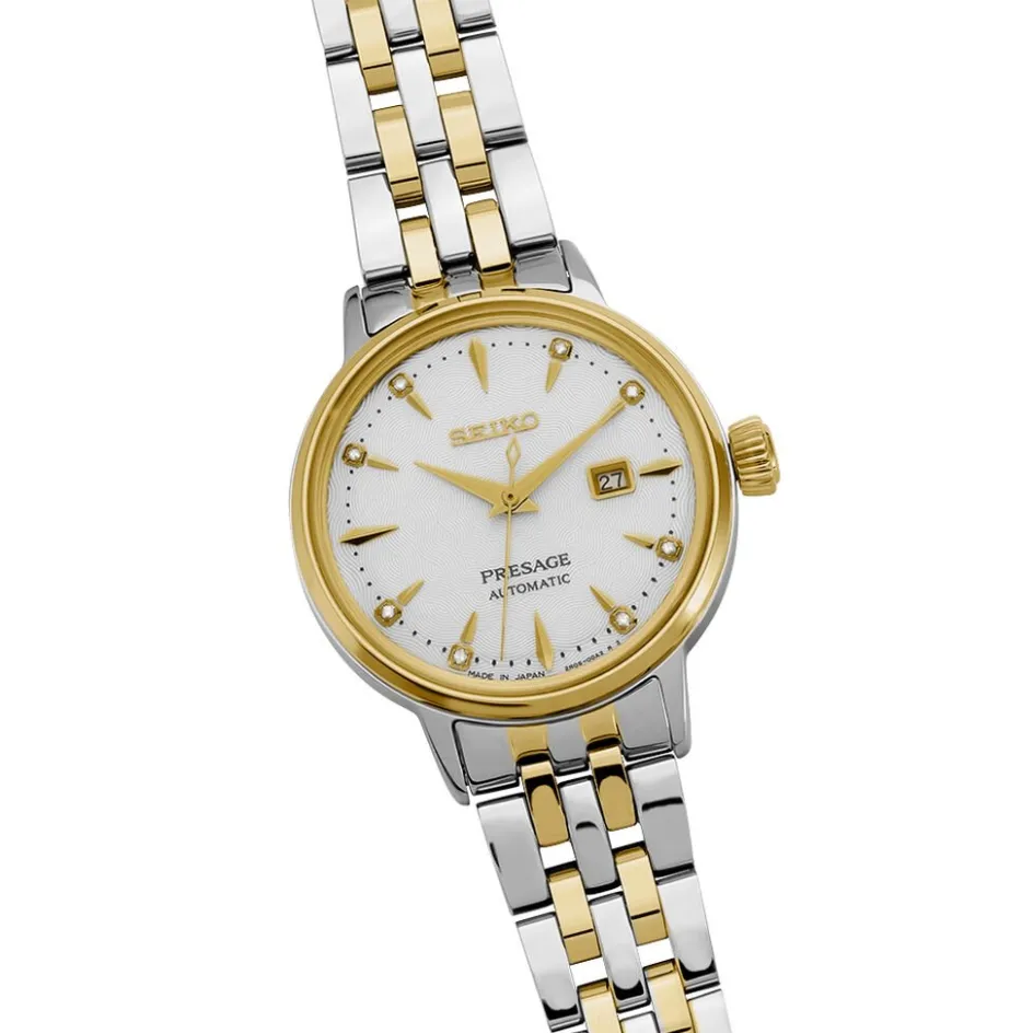 Best SEIKO Montre Presage Cocktail Champagne cadran bicolore fond champagne bracelet acier bicolore