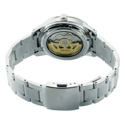 Discount SEIKO Montre Presage Noir cadran argenté fond noir bracelet acier gris