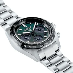 SEIKO Montre Prospex Vert cadran argenté fond vert bracelet acier argenté