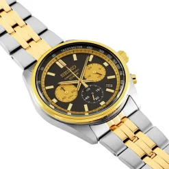 Hot SEIKO Montre Sport Bicolore Doré / Noir cadran bicolore fond bicolore doré / noir bracelet acier bicolore