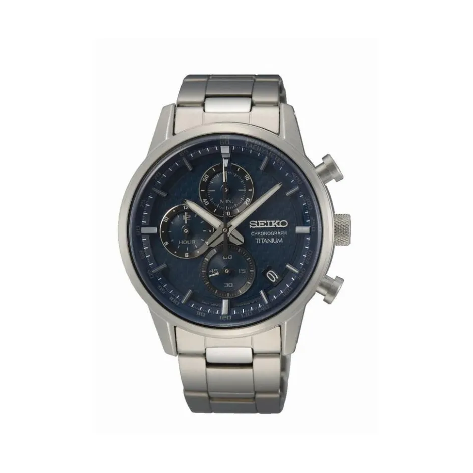 Hot SEIKO Montre Sport Titane Noir cadran gris fond noir bracelet titane gris