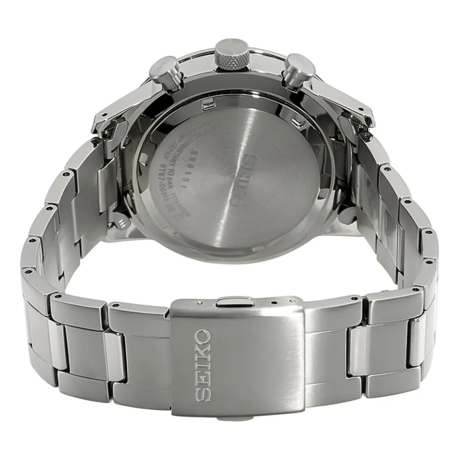 Hot SEIKO Montre Sport Titane Noir cadran gris fond noir bracelet titane gris