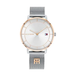 Best TOMMY HILFIGER Montre Tea Blanc cadran argenté fond blanc bracelet acier argenté