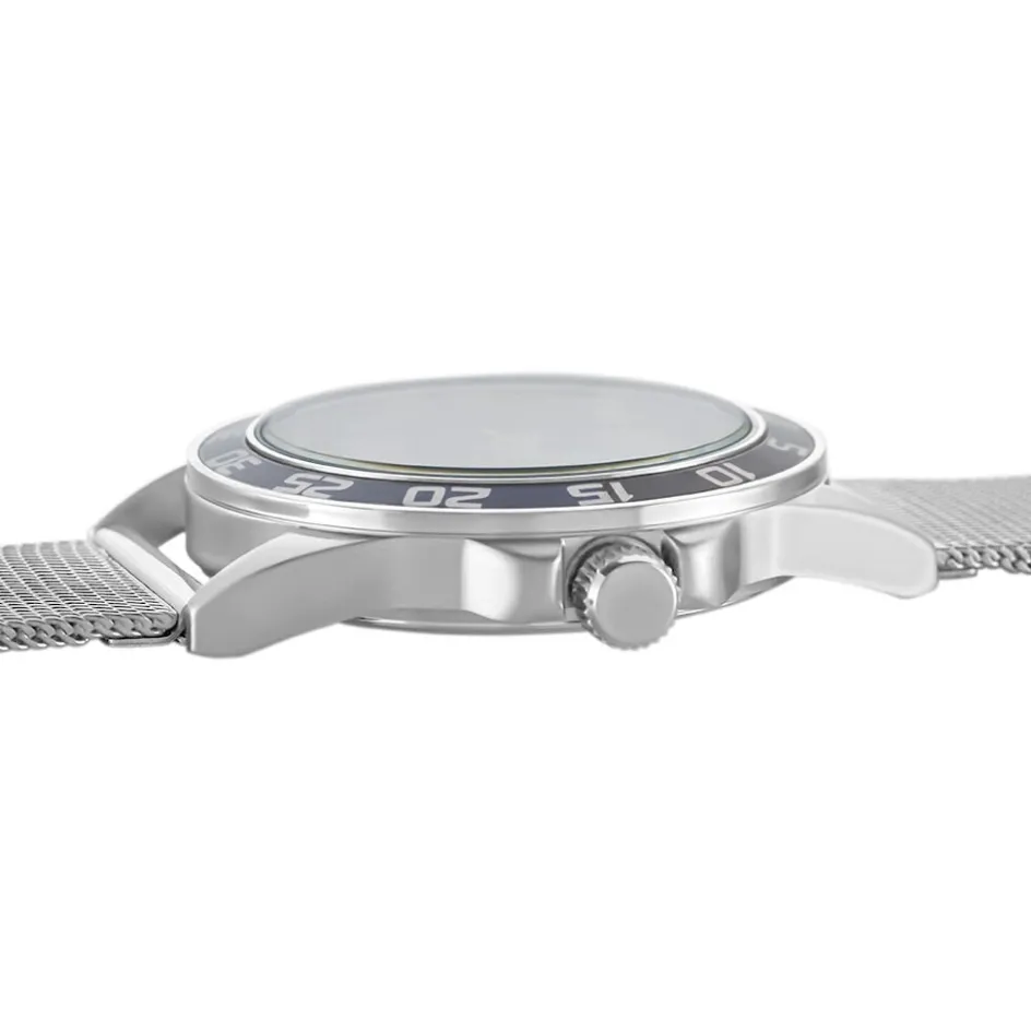 UPP Montre Axel Bleu cadran argenté fond bleu bracelet acier argenté