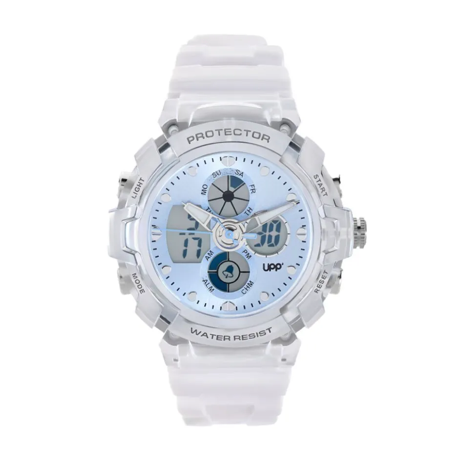 Sale UPP Montre Cosmic 2 Bleu Sky cadran 0 fond bleu sky bracelet plastique blanc