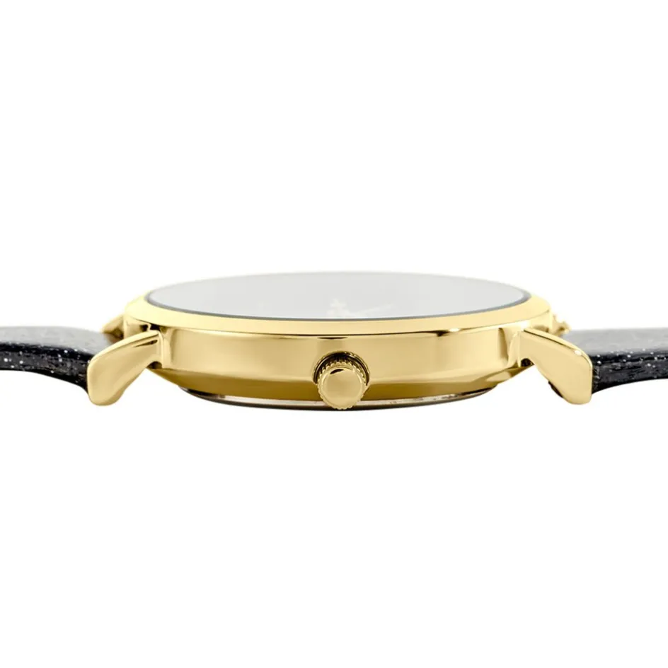 New UPP Montre Crush Noir cadran doré fond noir bracelet synthétique noir