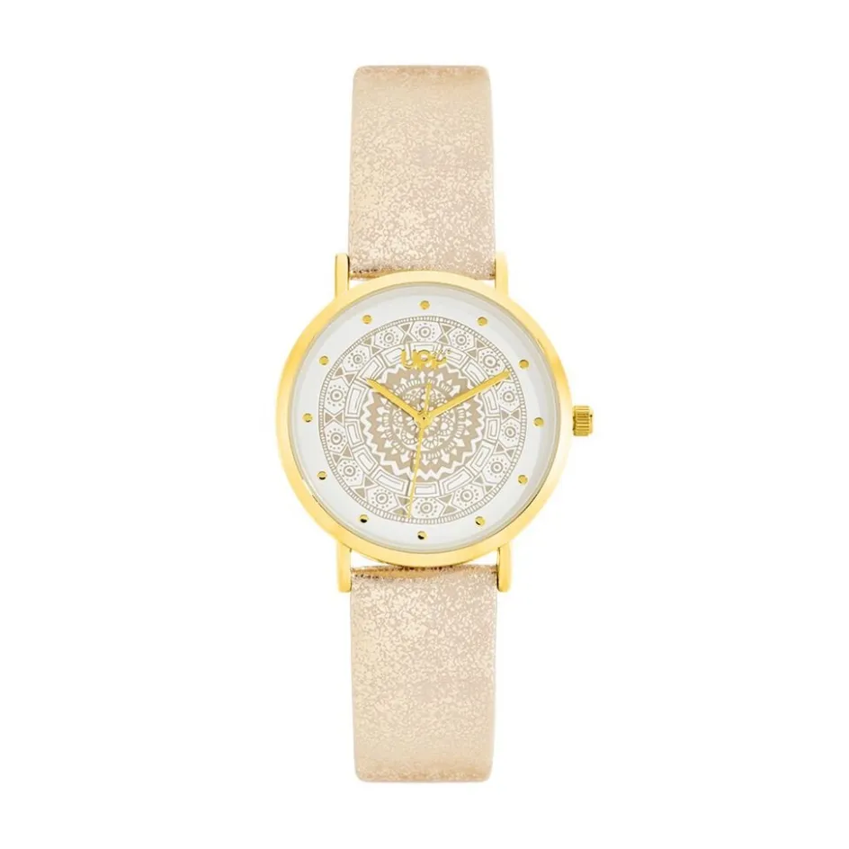 Outlet UPP Montre Dream Blanc cadran doré fond blanc bracelet synthétique doré rose