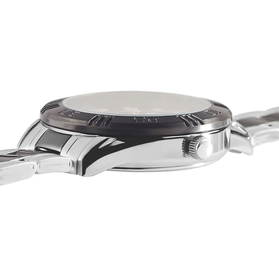 Sale UPP Montre Matthieu Noir cadran argenté fond noir bracelet métal bicolore