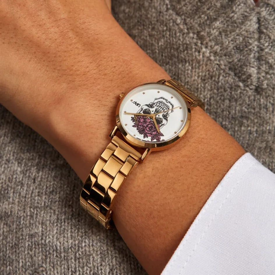 Discount UPP Montre Solena Blanc cadran doré fond blanc bracelet acier doré