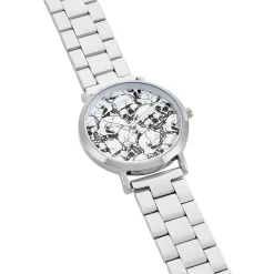 Discount UPP Montre Solena Blanc cadran argenté fond blanc bracelet acier argenté