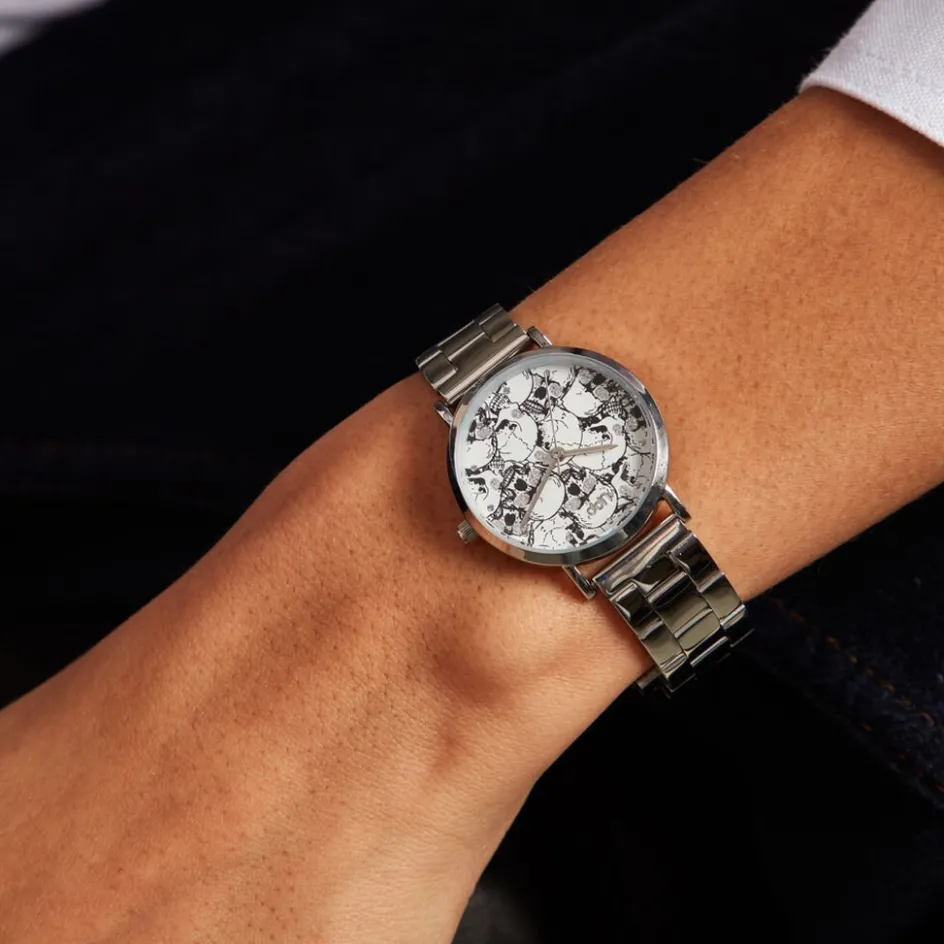 Discount UPP Montre Solena Blanc cadran argenté fond blanc bracelet acier argenté