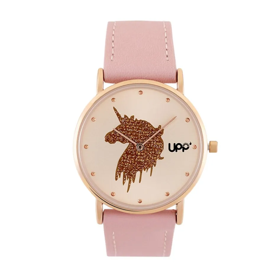 New UPP Montre Solene Doré Rose cadran doré rose fond doré rose bracelet synthétique rose