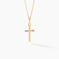 Online Histoire d'Or Pendentif Bathilde Croix Striee Or Jaune