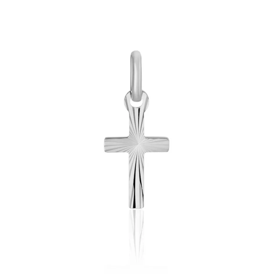 Sale Histoire d'Or Pendentif Bathilde Croix Striee or blanc