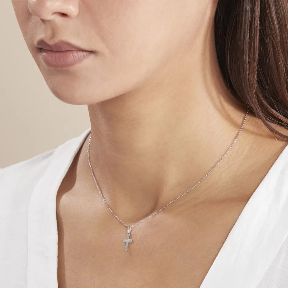 Sale Histoire d'Or Pendentif Bathilde Croix Striee or blanc