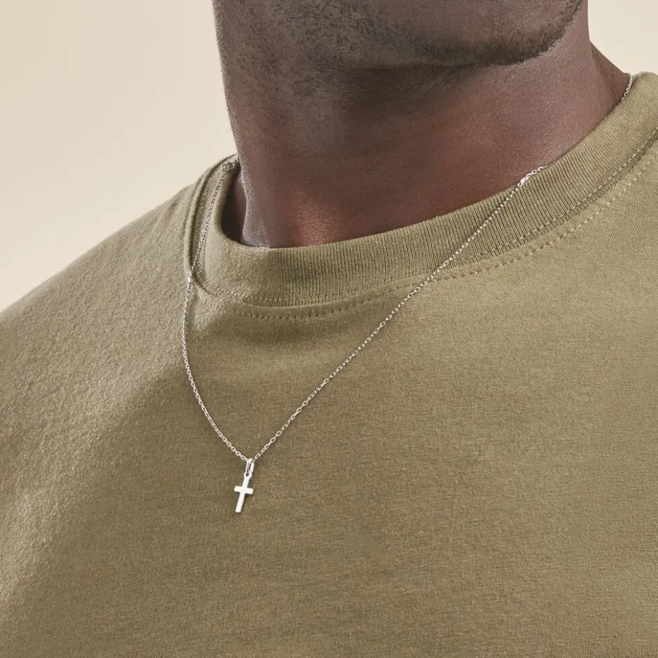 Sale Histoire d'Or Pendentif Bathilde Croix Striee or blanc