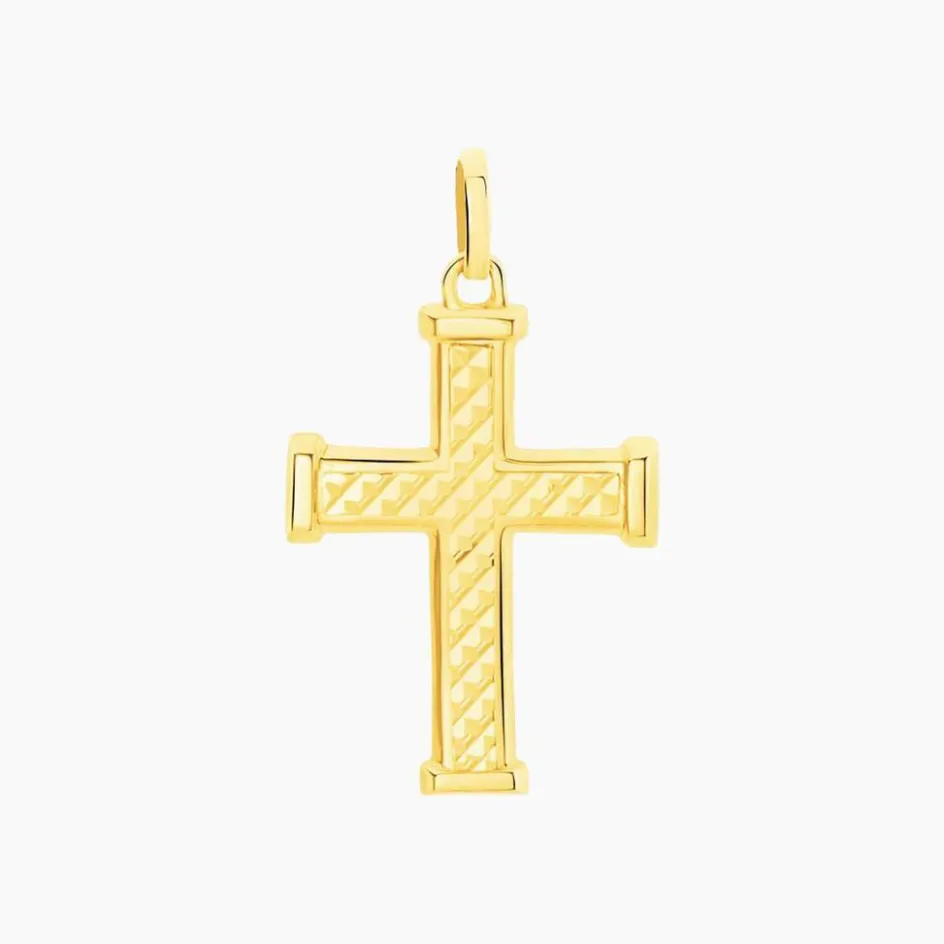 Discount Histoire d'Or Pendentif Benny Croix Ciselee Or Jaune