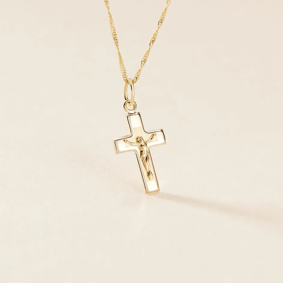 Outlet Histoire d'Or Pendentif Damian Croix Or Jaune