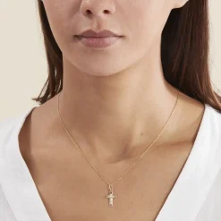 Outlet Histoire d'Or Pendentif Damian Croix Or Jaune