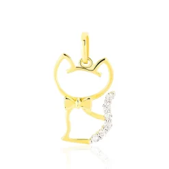 Sale Histoire d'Or Pendentif Egee Chat Or Jaune Oxyde De Zirconium