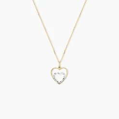 Hot Histoire d'Or Pendentif Eudocie Double Coeurs Or Bicolore